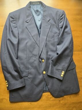 Saint André Navy Wool Blazer Gold Buttons Classic Preppy 42R
